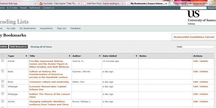 Aspire reading lists