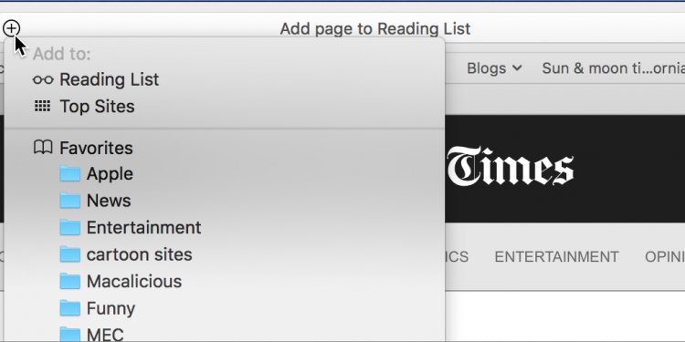 Safari provides a bookmark