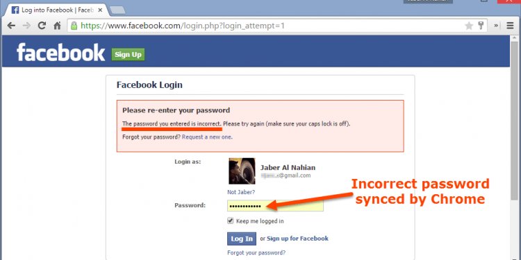 Incorrect password input by