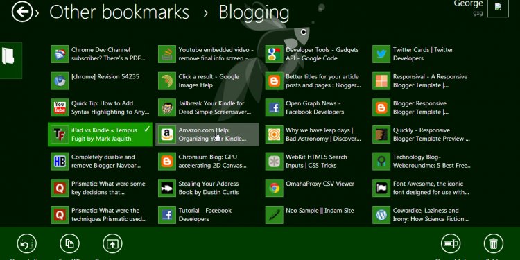 Chrome new metroTab Bookmarks