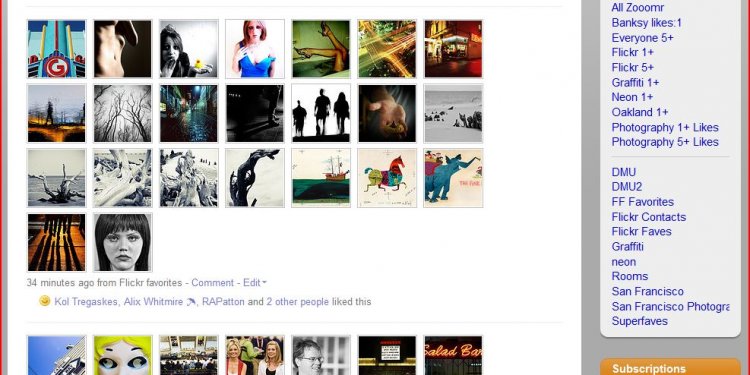 My FriendFeed Profile Page With Expanded Flickr Uploads and Flickr Faves