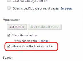 constantly Show bookmark bar setting in Chrome