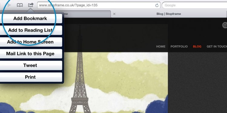 How to add a bookmark on iPad?