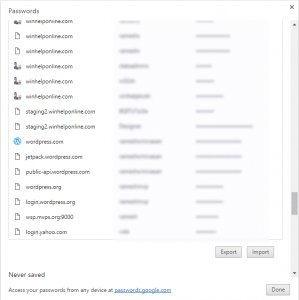 chrome import export passwords