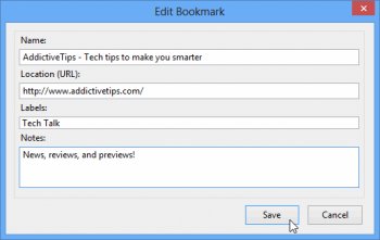 Editing a bookmark