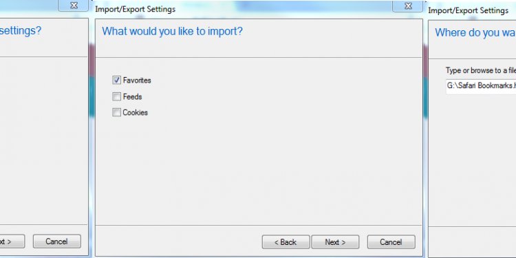 Importing bookmarks into Internet Explorer