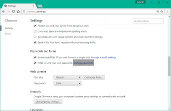 export and import passwords in Chrome web browser