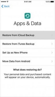 stick to the onscreen setup actions unless you achieve the Apps & information display, then tap correct from iCloud Backup.
