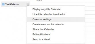 Google Calendar settings field