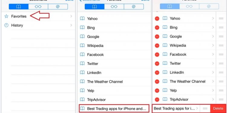 How to delete a bookmarks on iPad?