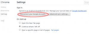 Image of Google Chrome settings