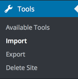 Image of WP-Admin Import selection