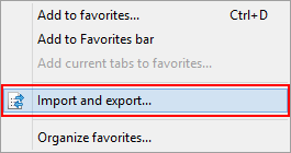 Internet Explorer 11, preferences, import, export