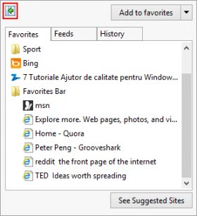 web browser, Microsoft windows, favorites, bar, center, enable, disable