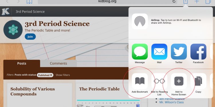 Add bookmark to iPad
