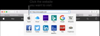 Safari address and search industry, and below it the icons of favorite sites