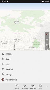Screenshot, HERE Maps to Microsoft windows 10 Maps tutorial