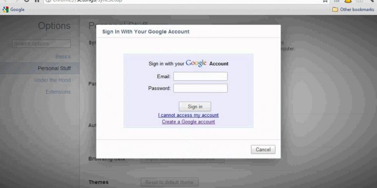 Google Chrome Sign in and sync