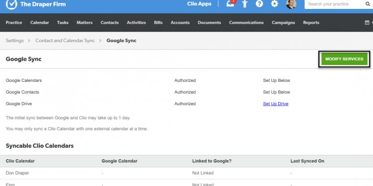 Google sync Settings